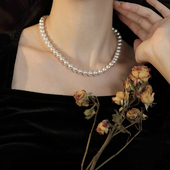 爆款 施家珍珠项链正品 纯银小米粒颈链轻奢高级秋冬毛衣链2026新款