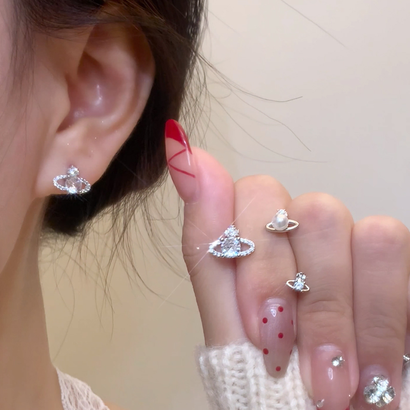 999纯银耳针土星耳钉耳骨钉