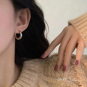 999纯银耳针耳钉女C型圆圈耳环轻奢高级感气质耳饰2025年新款 爆款