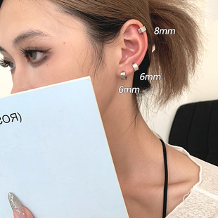 999纯银耳针宽面耳圈素圈耳环耳骨环高级感气质耳钉2026新款耳饰