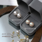 粉光珍珠耳钉999纯银贝母秋冬轻奢高级感气质施家正圆耳环耳饰