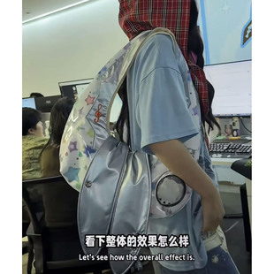 兔耳朵腋下包电子兔痛包大容量托特包银色饺子包月牙通勤包单肩包