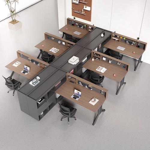 员工办公桌椅组合洞板置物
