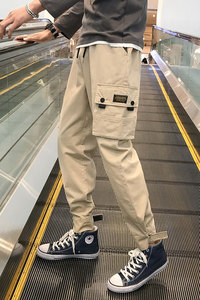 新款港风工装裤男法式 宽松大码小脚休闲裤 207-K86-P30图片