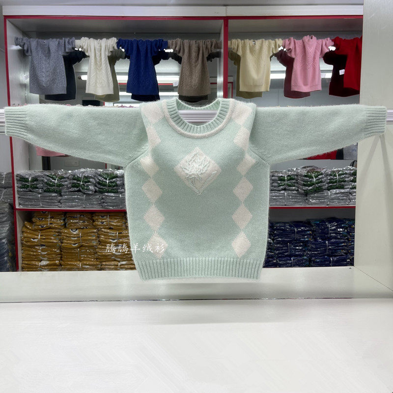 韩版秋冬女童纯羊绒套头加厚毛衣