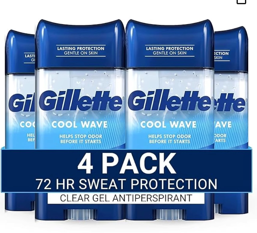 gillette antiperspirant & deodorant for men, cool wave 4支