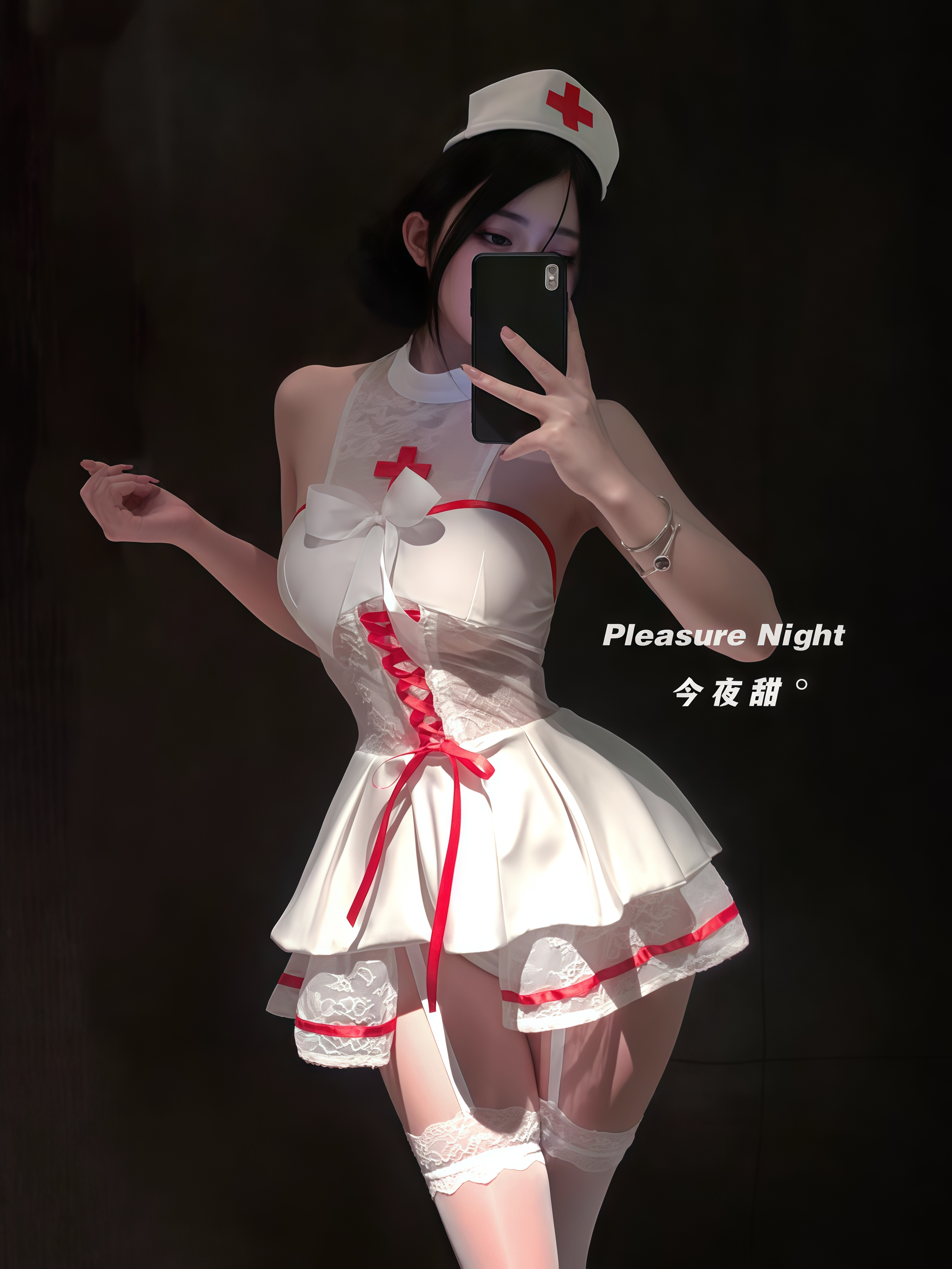 纯情护士*性感纯欲风蕾丝挂脖连衣裙子情调趣味qqny内衣女cos套装