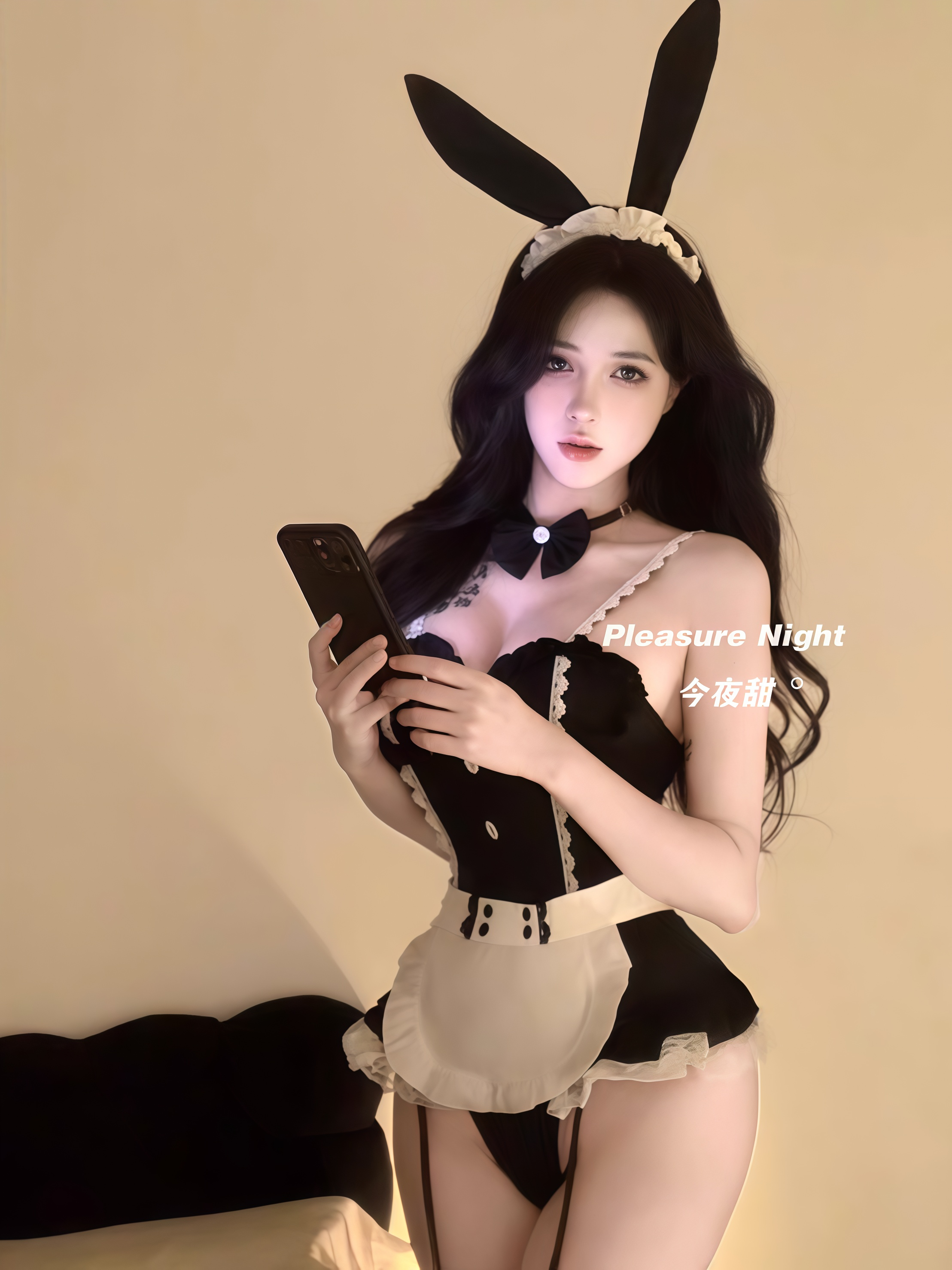 甜欲小兔叽*性感睡衣女仆钢托聚拢纯欲风吊带睡裙高级感制服套装