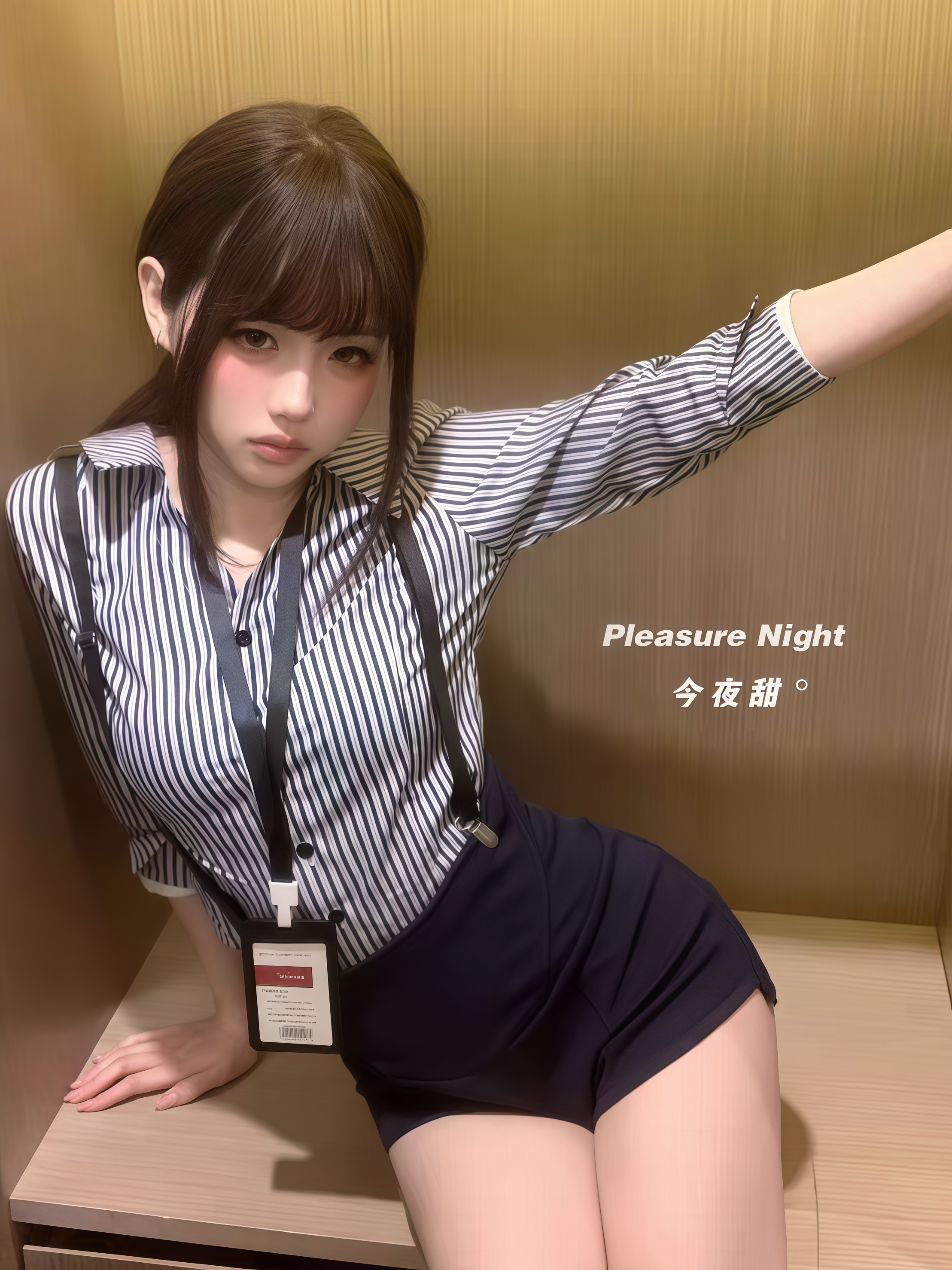 高智欧尼*御姐海妖风收腰条纹衬衫上衣高腰收腹短裤辣妹职场套装