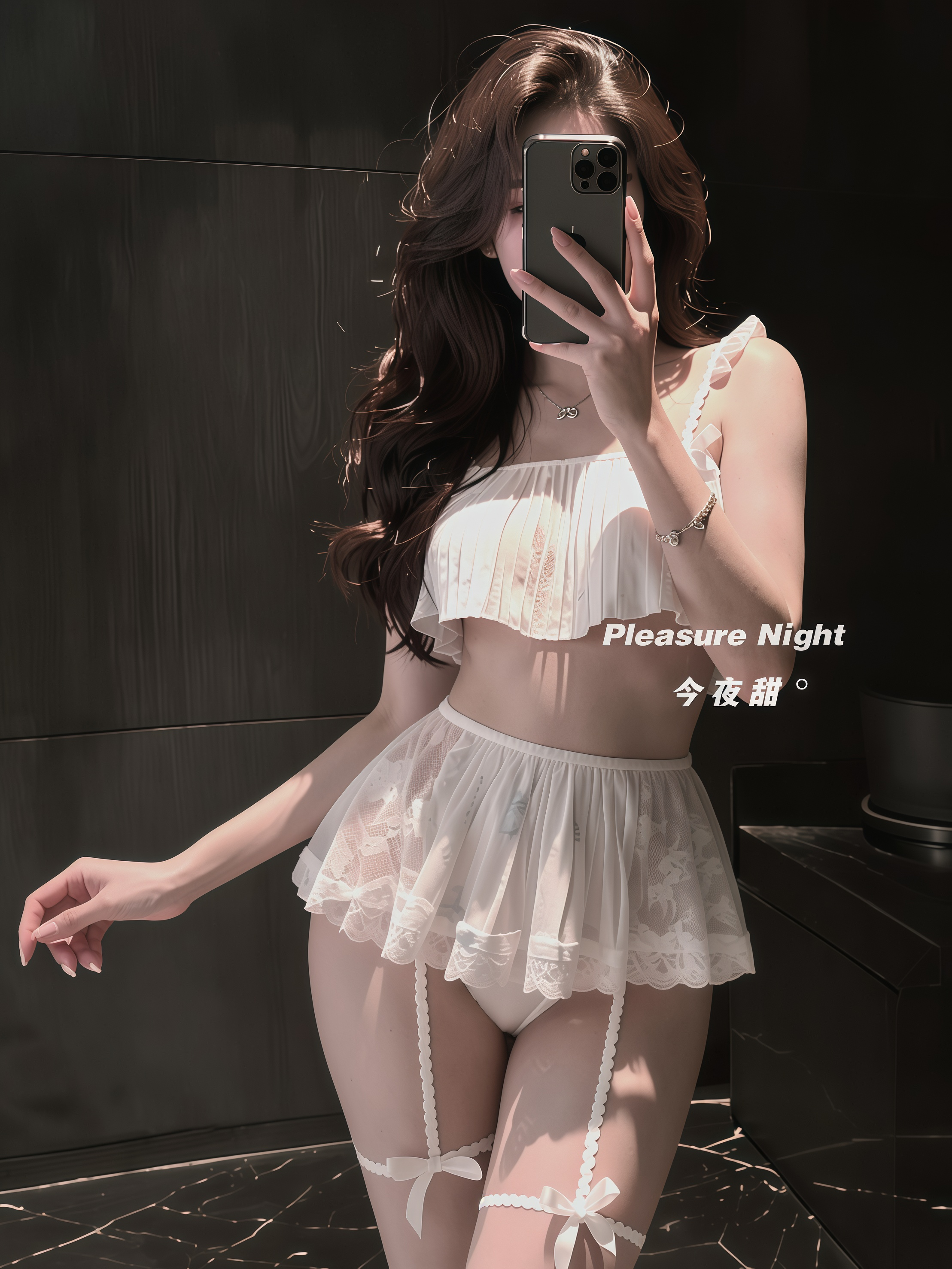 纯白私语*性感纯欲风小胸蕾丝花边睡衣女吊带短裙子小碎花两件套