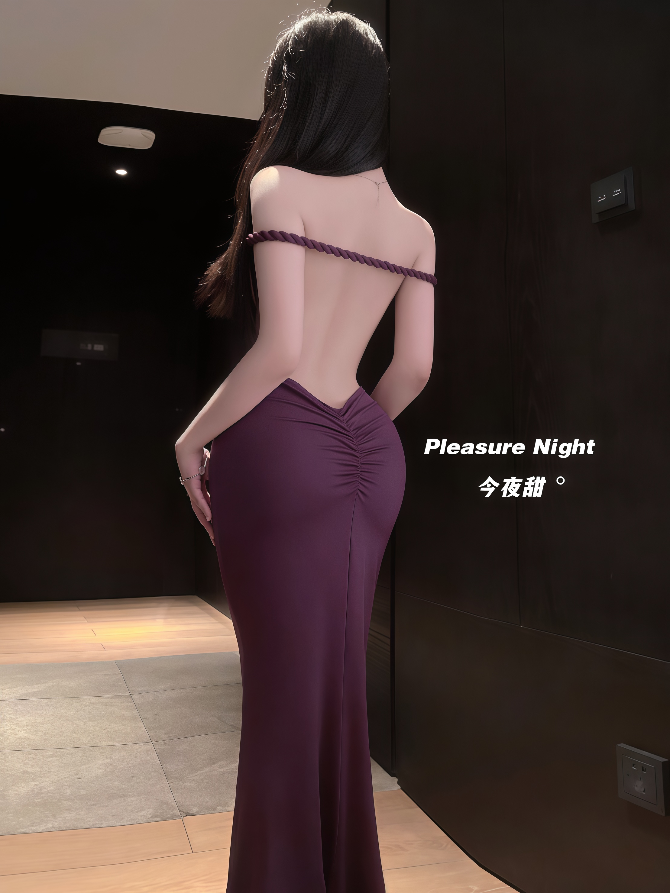 暮色葡萄*高级感设计大露背性感气质连衣裙修身显瘦长裙包臀裙子