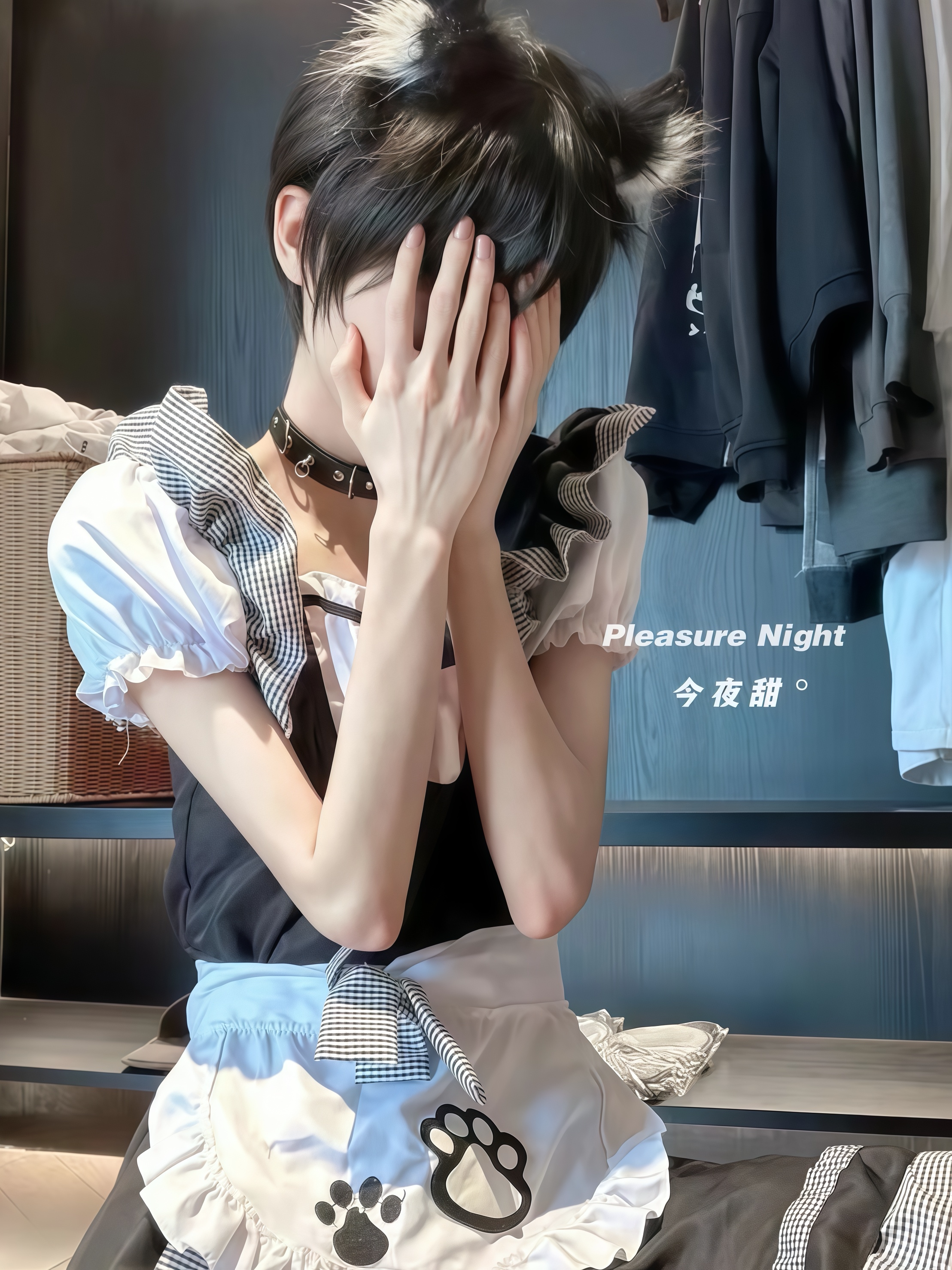 萌系男友*大码男生可爱猫咪粉色男仆装cos软萌洛丽塔恶搞男友漫展