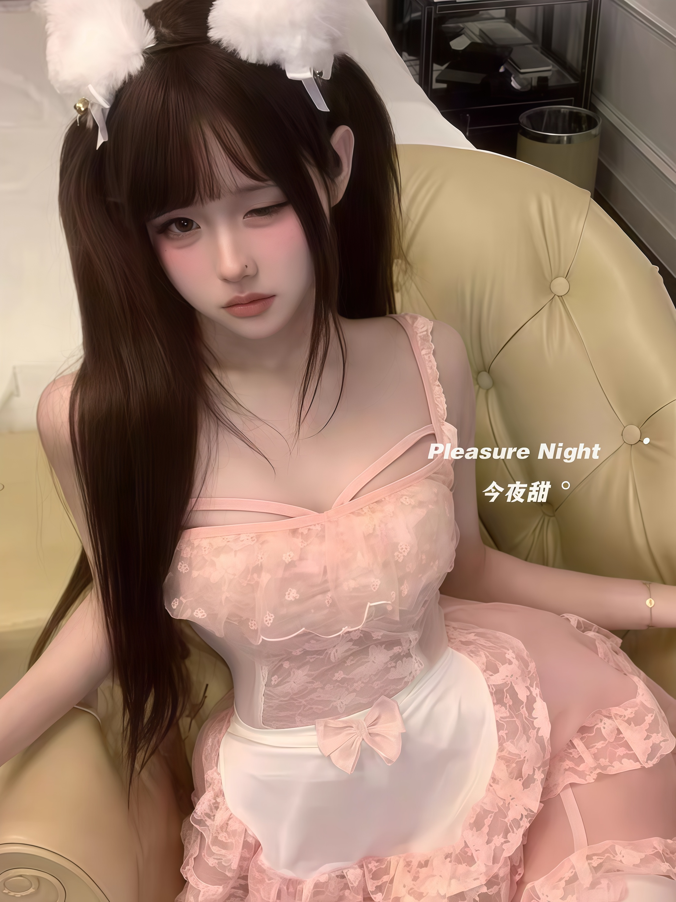 草莓奶昔*性感睡衣女纯欲风高级感小胸吊带裙蕾丝边睡裙qqny战袍