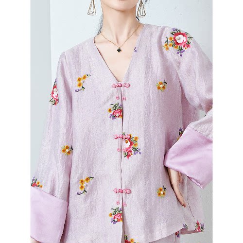 春装古盘扣两件套中国风女唐装