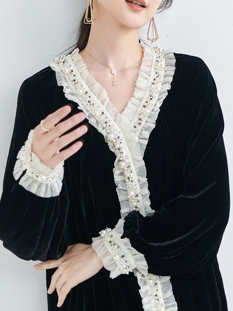 丝绒连衣裙欧美宽松大码胖MM显瘦