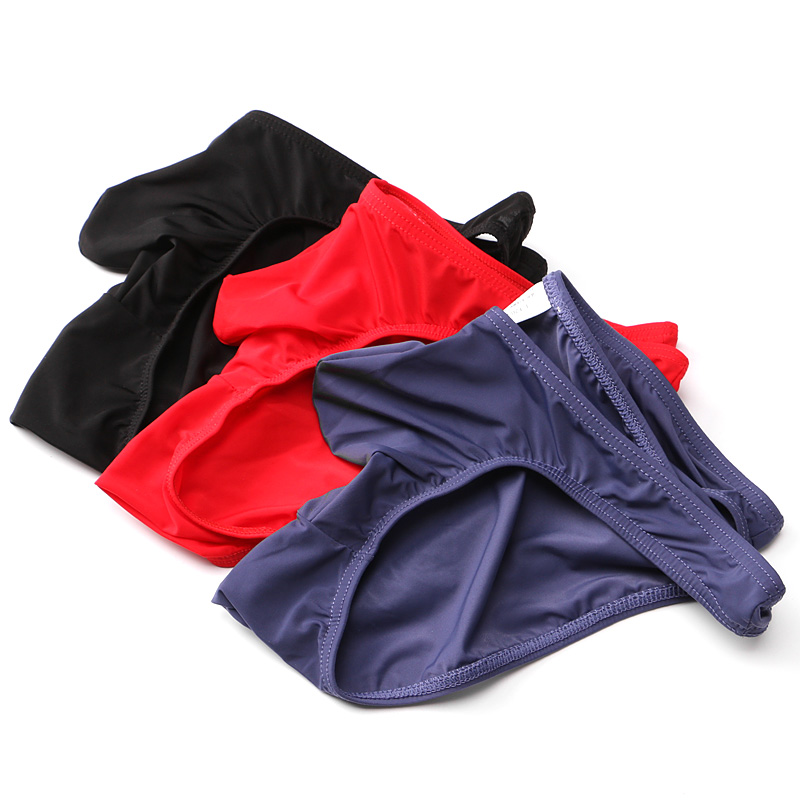 新款男士内裤冰丝一片式三角裤超薄低腰青年短裤纯色速干性感裤衩