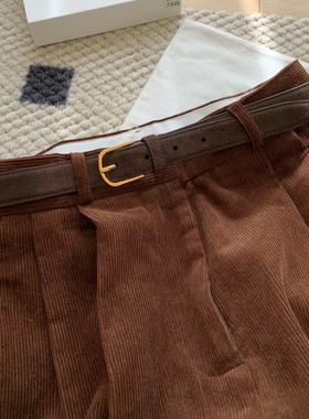 极简风女士腰带麂皮绒女士皮带 法式复古风3cm宽真皮绒面腰带belt