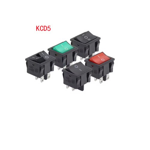 KCD5船型开关黑色4/6脚2/两档3档红绿带灯双联电源船形开关6A250V
