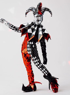 定制酒吧DS连体镜面表演服小丑舞蹈银色红色演出服