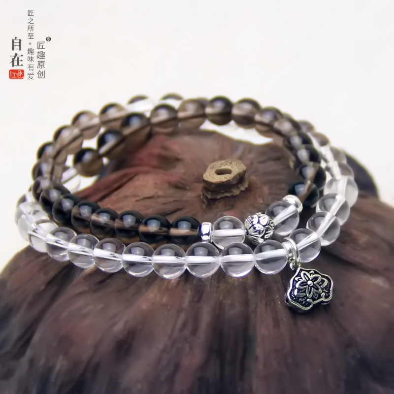 原创天然白水晶手链男女款百搭