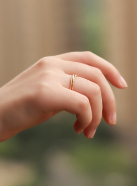 匠趣简约开口素圈细取14k包金