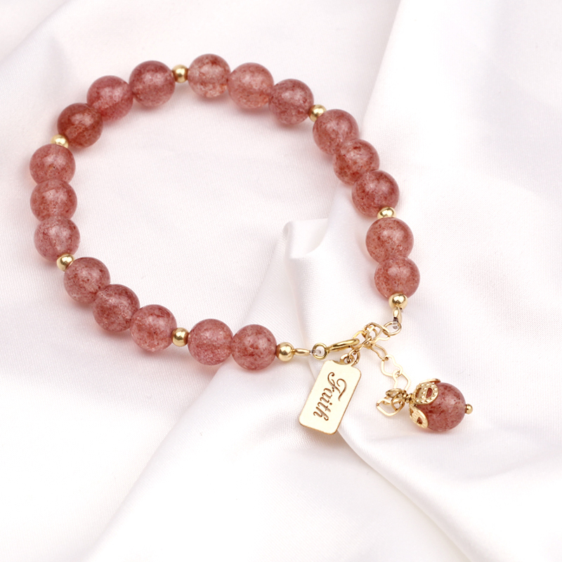 天然草莓晶手链女韩版