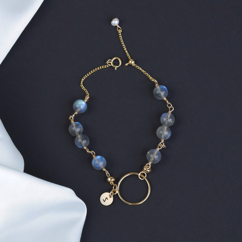 匠趣天然水晶灰月光石生日原创