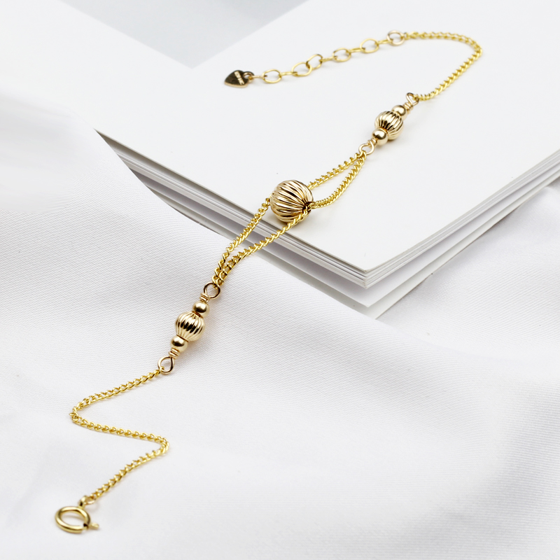 匠趣14k包金不褪色女幸运小金珠