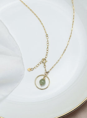 原创天然和田玉水晶女圆环项链