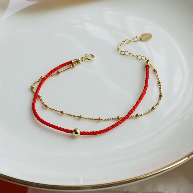 匠趣本命年幸运14k逢女双层红绳