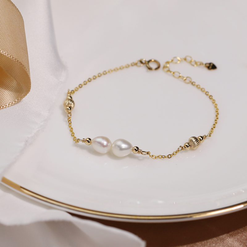 匠趣原创天然珍珠14k幸运珠ins