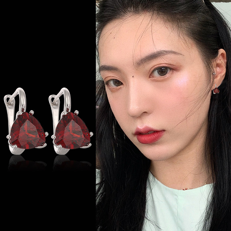 s925银针耳饰气质红宝石色耳钉女防过敏韩国锆石桃心耳环水晶耳扣在类目 饰品/流行首饰/时尚饰品新, 耳饰, 耳环中 - 来自Buy2taobao.com提供专业的淘宝代购服务