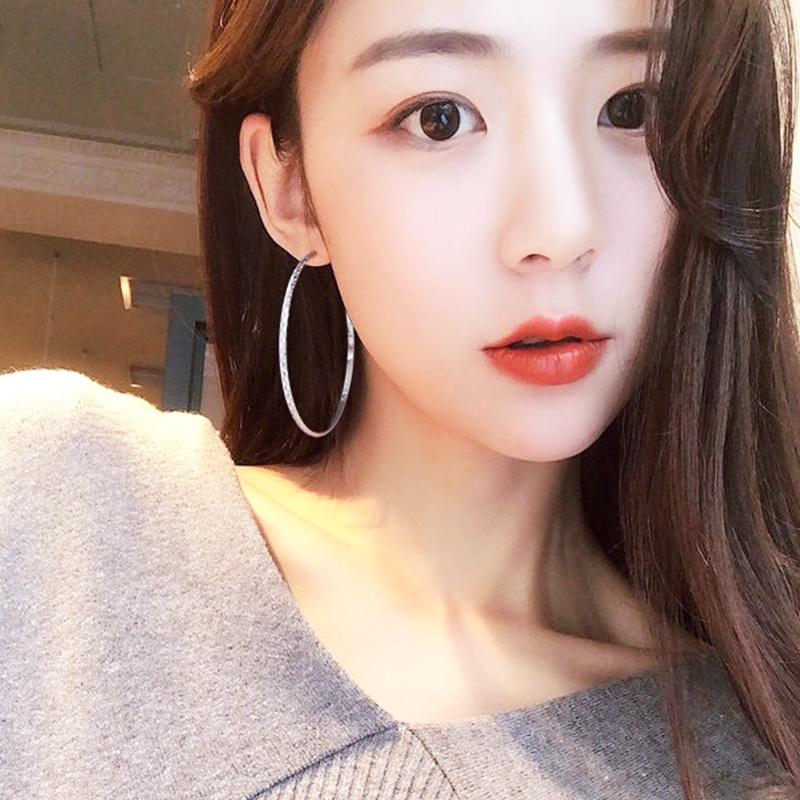 纯银针网红耳圈女时尚环形圆圈