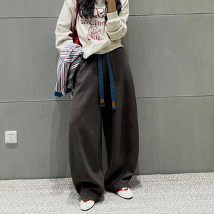欧洲站高腰绑带卫裤女2026年秋季新款宽松休闲慵懒风弯刀裤阔腿裤