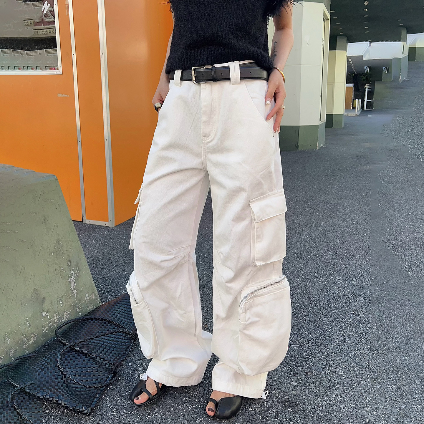 欧洲站牛仔裤女2026春季新款多口袋宽松直筒裤百搭时尚显瘦工装裤