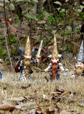 跨境户外花园侏儒武士树脂工艺品创意骑士小摆件田园微景观装饰品