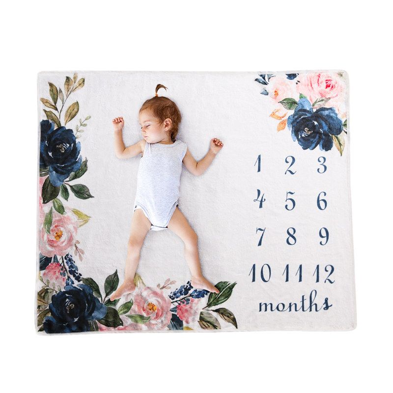 厂家定制法兰绒婴儿里程碑拍照毯子新生儿摄影毯子拍照纪念