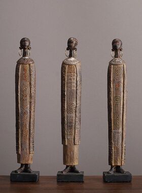 非洲部落艺术女人像摆件复古怀旧风格客厅电视柜酒柜书房桌面摆件