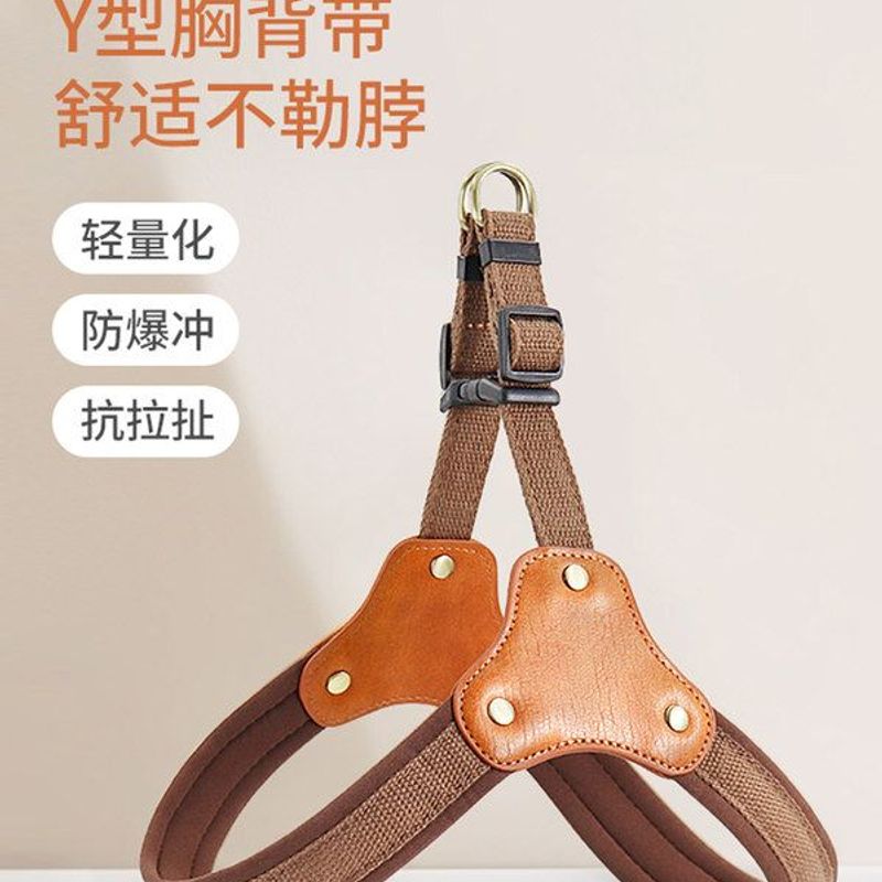 狗狗牵引绳狗胸背小型犬比熊胸背带中型犬柯基法斗背心式遛狗绳子
