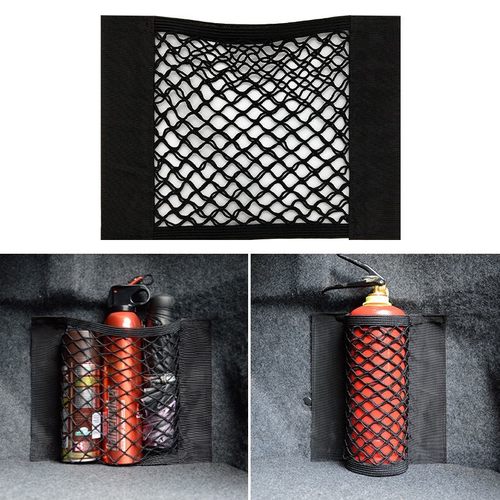 汽车后备箱网兜收纳灭火器固定魔