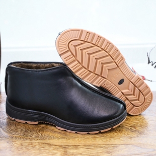传统老式棉鞋男老年爸爸父亲加绒保暖棉靴冬季老北京老人防滑软底