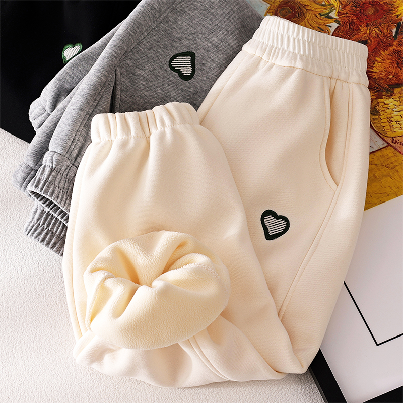 女童加绒裤子加厚运动裤宽松卫裤