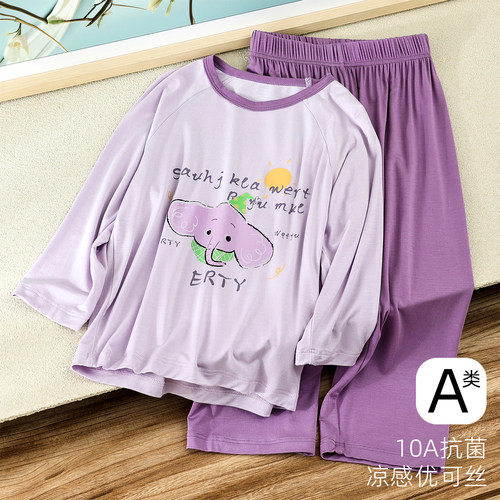 女童夏季A类七分睡衣家居服套装
