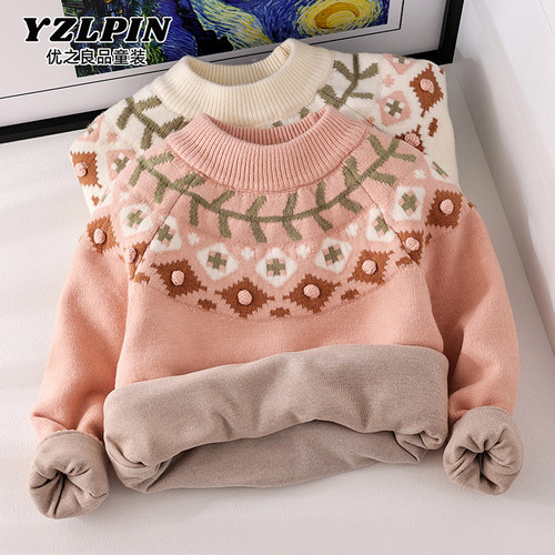 女童毛衣加绒加厚针织打底衫