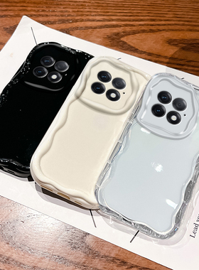 适用于一加Ace2Pro手机壳新款1+ace2奶油波浪纹Oneplus镜头全包防摔ACE2V纯色软硅胶男女ACE竞速版透明保护套