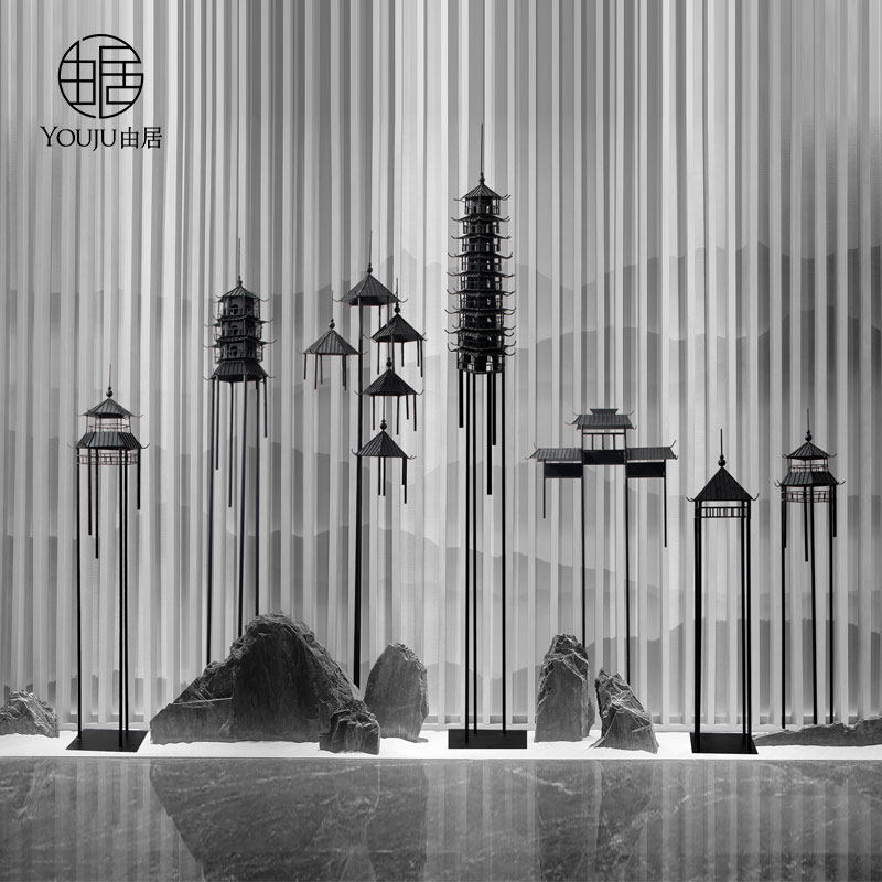 大型造景工艺品新中式凉亭落地摆件售楼处酒店过道走廊装饰品庭院,家居饰品,装饰摆件,淘宝优惠券,粉丝福利购,淘宝优惠卷