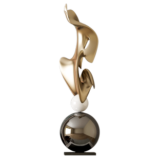 电镀艺术雕塑现代几何落地摆件酒店会所装饰品样板房客厅电视柜旁