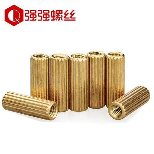 强强品牌双通圆形滚花铜柱
