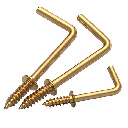 镀铜七字钩自攻螺丝直角钩7字螺丝7字钩相框挂钩螺丝L型螺丝