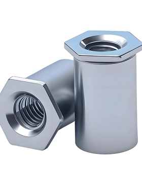 镀锌通孔压铆螺柱六角螺母SO-M2M2.5M3M4M6M8镀锌压铁板柱压铆件